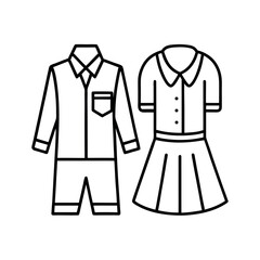 Academic Uniform Line Art Vector Drawing Costume Illustration