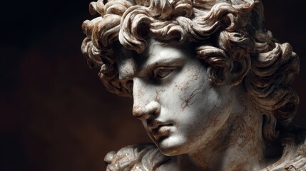 Marble statue of a Greek God, representing timeless art and culture, isolated on background