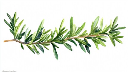 Naklejka premium Green Rosemary Branches Artistic Image for Cooking Websites and Culinary Blogs