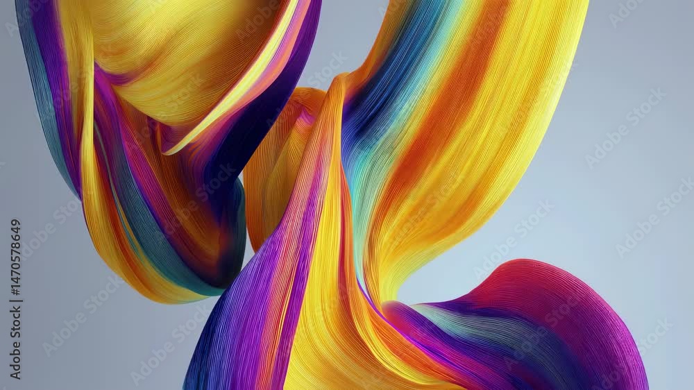Poster abstract multicolored flowing shapes background for creative graphic design. colorful wavy lines ani