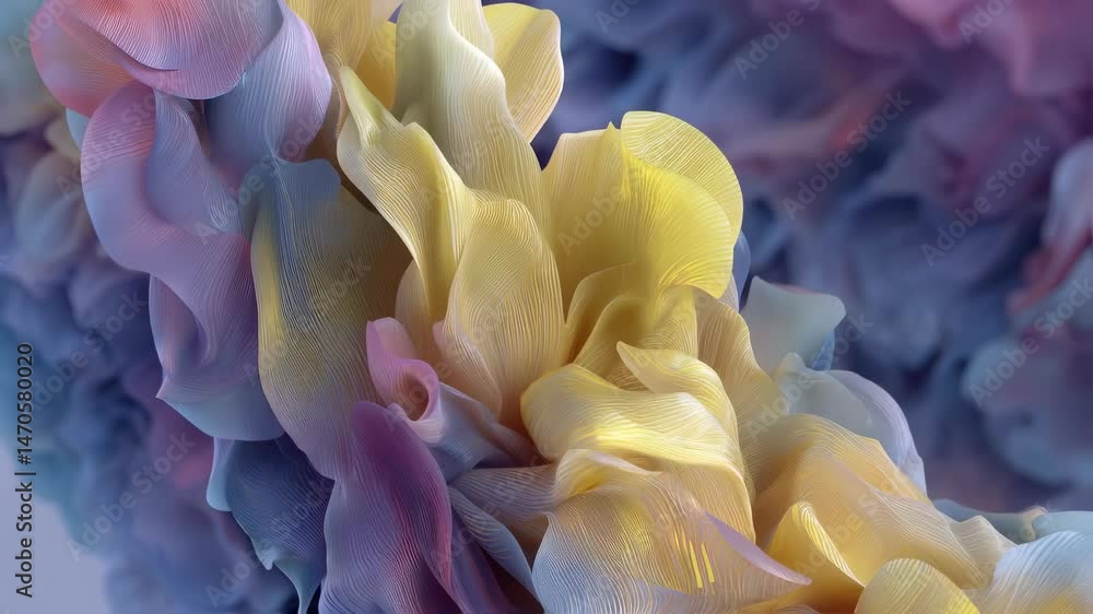 Poster abstract purple and yellow flowing shapes. modern gradient color fluid design element rendering for 
