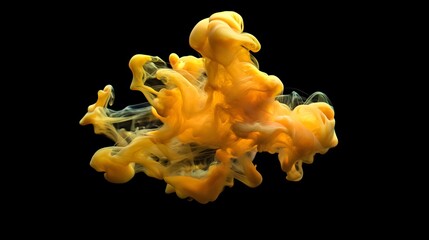 Photograph of vibrant orange and teal ink swirl, creating abstract fluid shapes.