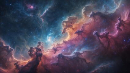 Fototapeta premium Cosmic Nebula A Breathtaking Celestial Landscape of Vivid Colors and Gaseous Structures