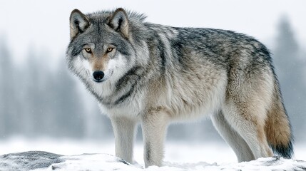Obraz premium Gray wolf, fierce and majestic, isolated on background