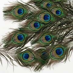 Fototapeta premium Peacock feathers isolated on white background.