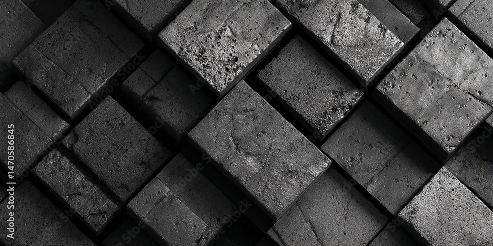 Aufkleber dark gray cubic texture, arranged in a diagonal pattern, creating a strong and solid visual, showcas