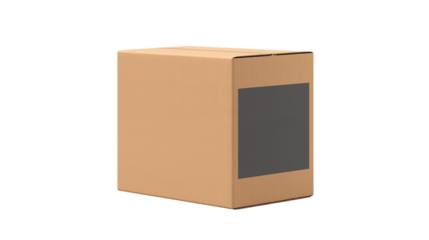 Cardboard Box Mockup with Grey Label Perfect for Packaging Design and Shipping Branding Projects