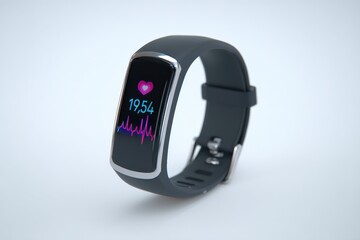 Fototapeta premium Sleek fitness tracker displays heart rate and pulse.
