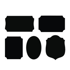 Collection of black silhouette shapes for badges and labels
