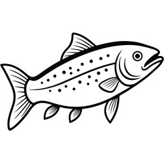 Simple illustration displays a trout fish with characteristic spots on a white background