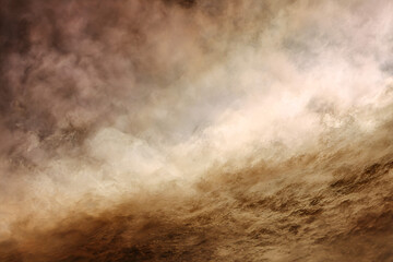 Dust Storm Majesty: A dramatic and imposing dust storm sweeps across a vast landscape, the air thick with swirling sand and earth.