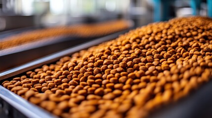 Fototapeta premium Close up of crispy snack production in a factory setting