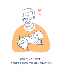 Grandfather bonding with newborn in a tender embrace