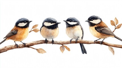 Vibrant Watercolor Bird Illustration with Black Capped Head