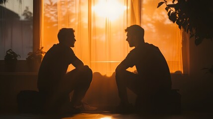 Two friends sitting close in quiet encouragement and support