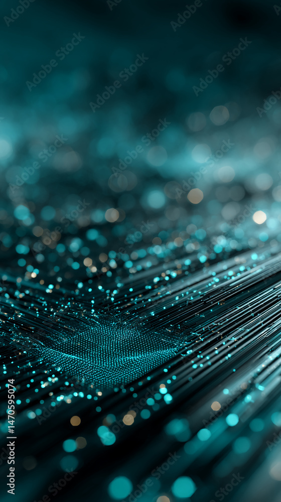 Aufkleber abstract teal and black background with glowing particles forming a textured surface, suggesting tec