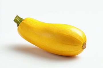 Single yellow squash on white background. Vibrant, fresh, and healthy.