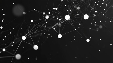 Abstract black and white network connection dots lines design web data mesh grey dark nodes clean