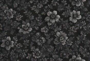 Small-scale charcoal floral repeat, perfect for home textiles and wall coverings , graphics, home decor