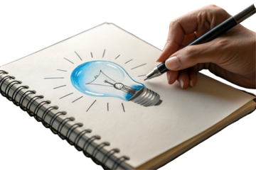 A businessman's hand uses a pen to write a signature on a paper document in the office notebook