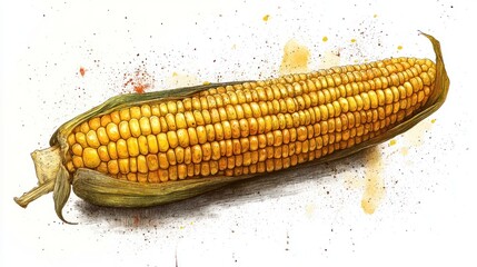 Detailed illustration of a corn cob