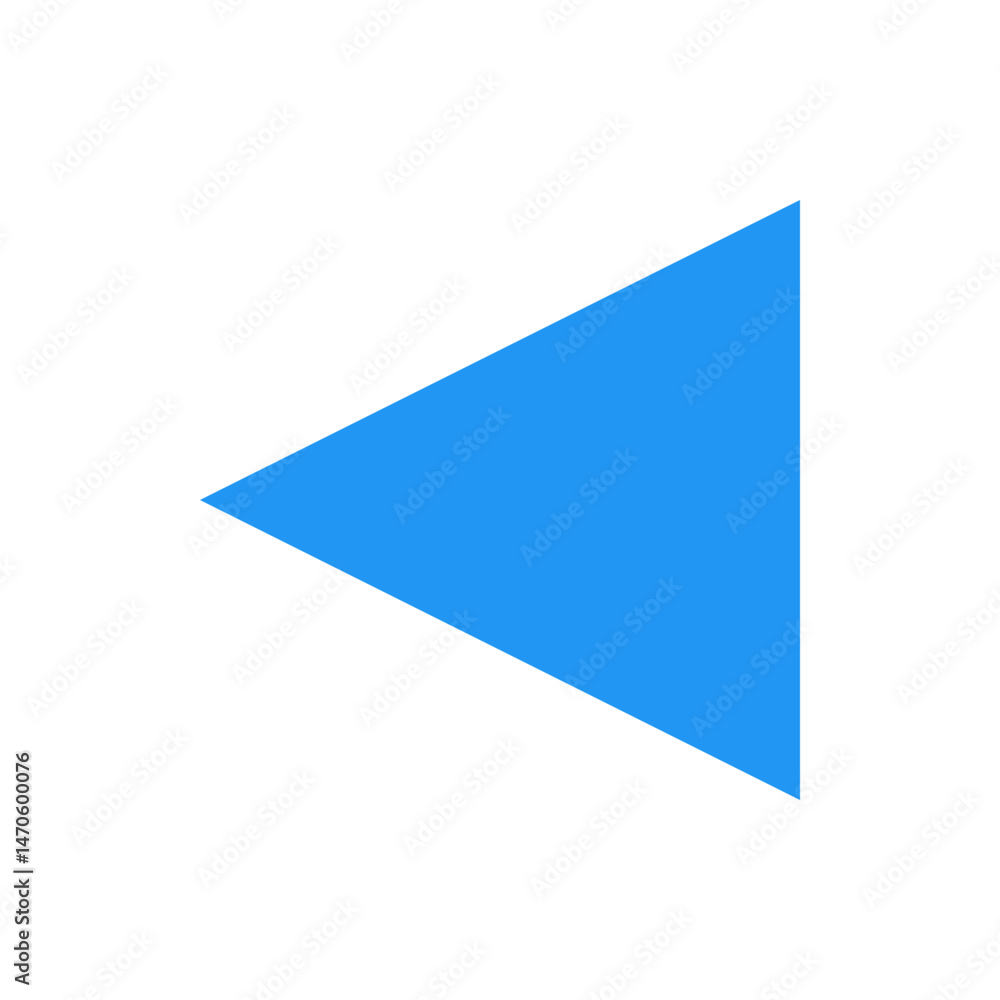 Aufkleber a light blue triangle pointing to the left side isolated on a white background in a simple geometric