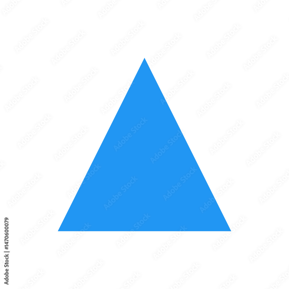 Poster a simple illustration of a solid blue triangle shape set against a plain white background in a minim