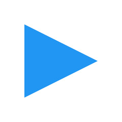 A simple illustration of a blue triangle pointing to the right on a white background in a minimalist style