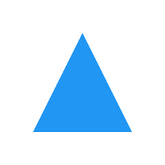 A simple illustration of a solid blue triangle shape set against a plain white background in a minimalist style