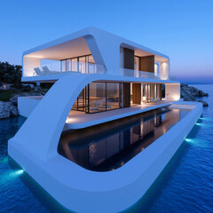 Fototapeta premium modern building with pool