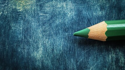 Blue Chalkboard Background with a Green Chalk Pencil for a Fun and Vibrant Educational Design.