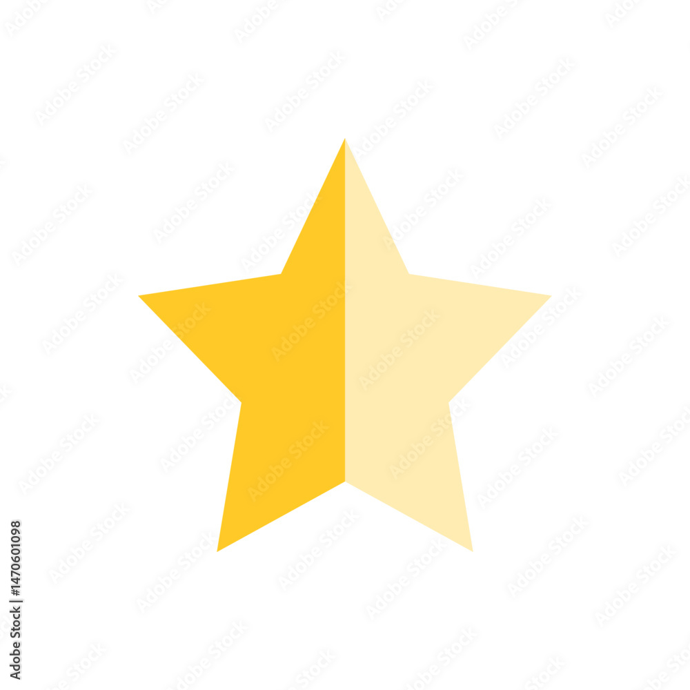 Poster a five pointed star with a color gradient from yellow to light yellow on a white background view