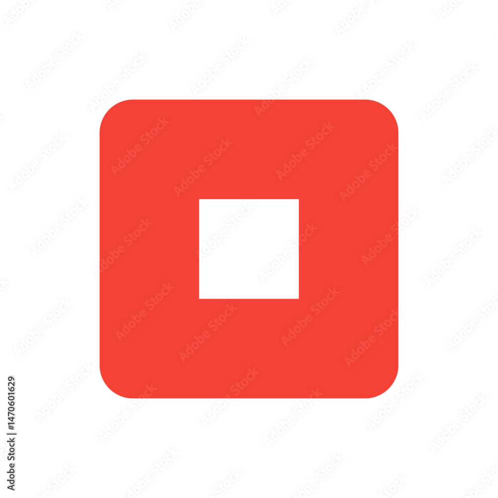 Poster red rounded square with a white square in the center creating a simple and modern design element ico
