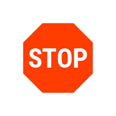 An orange stop sign with the word stop in white letters centered on the sign with a white background arround it