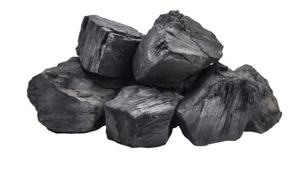 Obraz premium Pile of charcoal isolated on a white background, png, transparent