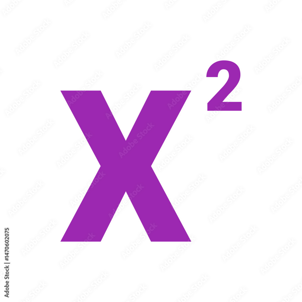 Poster a purple x squared mathematical expression on a white background representing algebraic calculation 