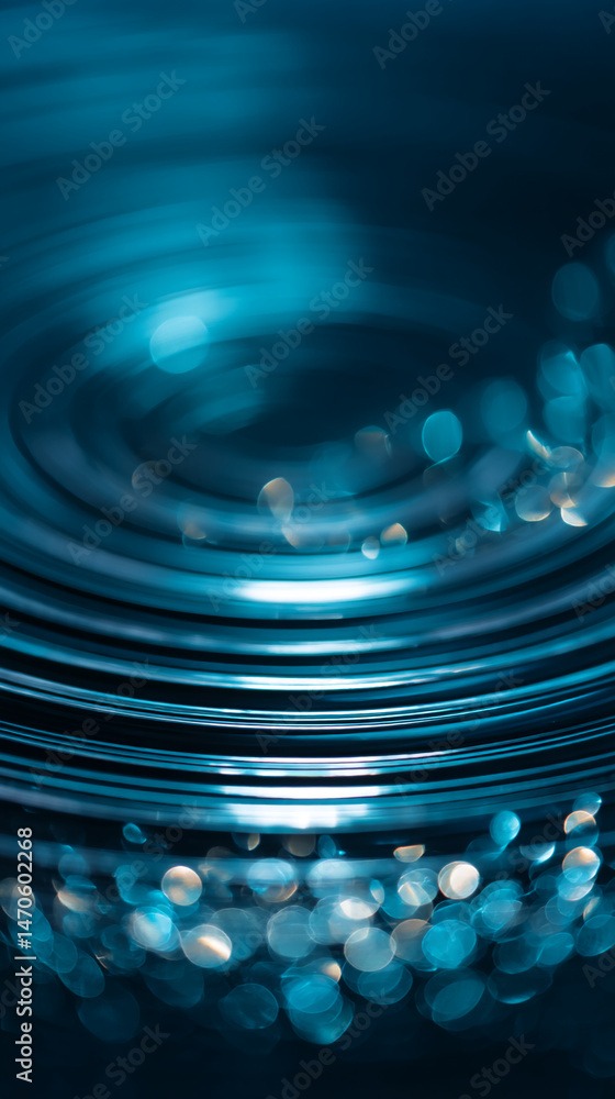 Aufkleber Abstract image of swirling teal lines and bokeh, creating a dynamic and energetic visual effect, showcasing movement and depth