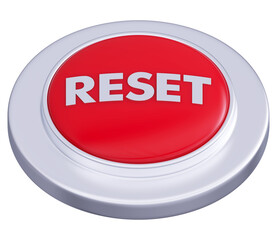3D Reset button silver color isolated on white background 3D illustration