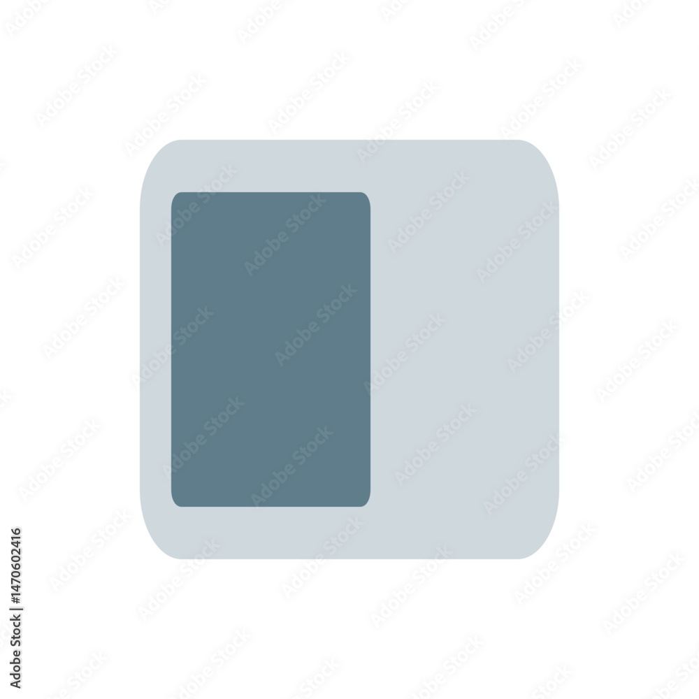 Poster a simple toggle switch illustration featuring a gray square inside a rounded rectangle shape on a wh