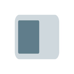 A simple toggle switch illustration featuring a gray square inside a rounded rectangle shape on a white background