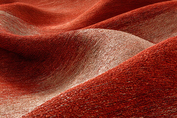 Crimson Textile: A textured and flowing crimson textile showcases the artistry and softness, evoking tactile sensations and visual depth.