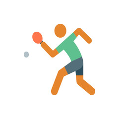 Illustration of a stick figure playing table tennis with a paddle and ball in a dynamic action pose ready to hit