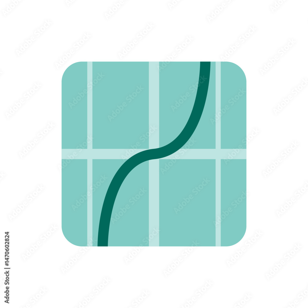 Poster graph icon with a teal background and a dark green line that curves through the center of the graph