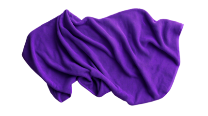 Violet cloth fabric has a smooth, soft texture with a flowing, draped shape that gracefully conforms to its surroundings isolated on white background or transparent png 