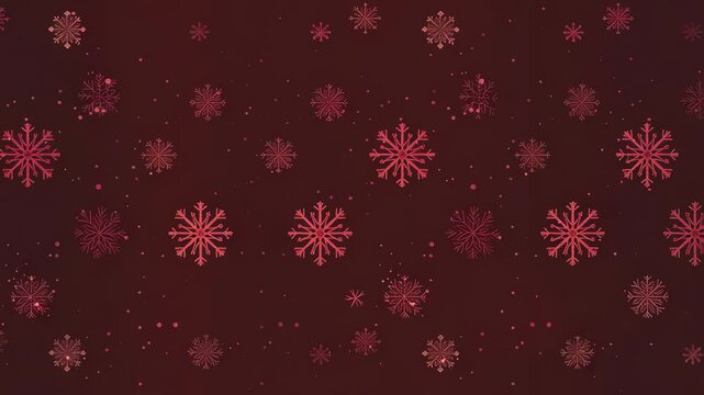 An evocative pattern features red snowflakes of varied sizes scattered across a rich red surface. The texture creates a festive, wintery, and elegant backdrop for seasonal designs.