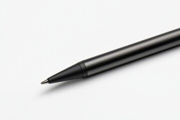 Sleek dark gray stylus pen on a white background. Minimalist design.
