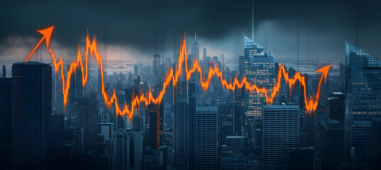 Fototapeta premium Cityscape Stock Photo: Financial Market Growth