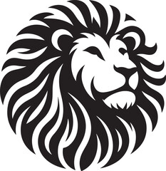 Lion head mascot silhouette icon, vector rounded logo, icon illustration design template isolated on a white background