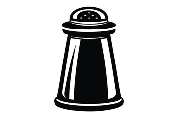 illustration of a black salt shaker depicted on a white background