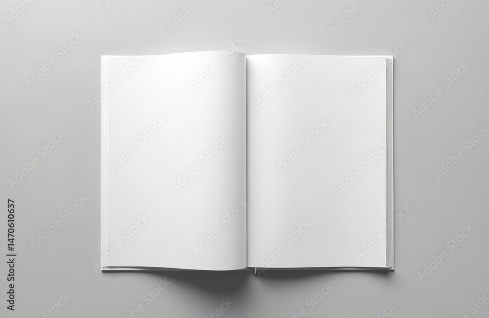 Poster open blank a5 brochure or magazine mockup on grey background. empty white pages with space for desig